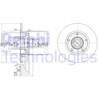 Bilde av DELPHI BG2714 Bremseskiver 226 10 5 fullt ut oljet ubehandlet uten hjullager, ABS sensorring VOLKSWAGEN: GOLF 3, Passat B5 Sedan