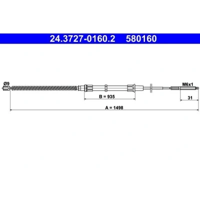 Bilde av ATE 24.3727 0160.2 Bremsekabel 1498 VOLKSWAGEN: GOLF 3