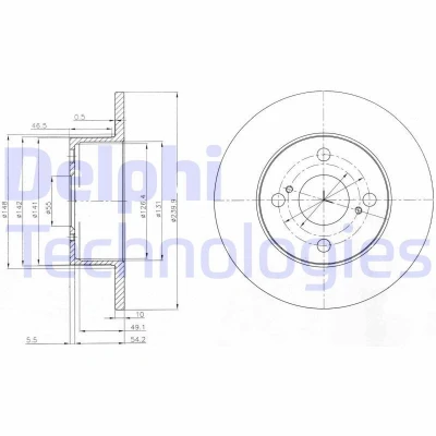 Bilde av DELPHI BG4050 Bremseskiver 240 10 4 fullt ut oljet ubehandlet uten hjullager, ABS sensorring TOYOTA: Corolla VIII Liftback