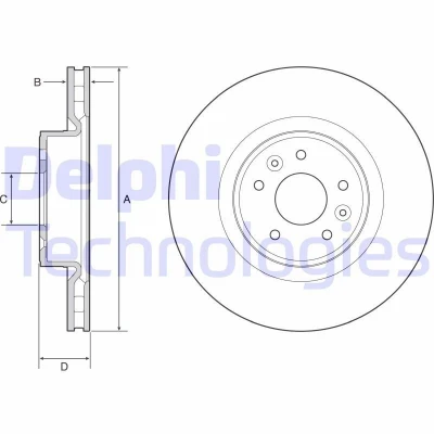 Bilde av DELPHI BG9232C Bremseskiver 340 28 5 ventilert belagt høy karbon uten hjullager, ABS sensorring