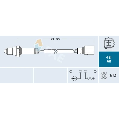 Bilde av FAE 75649 Lambdasonde SUBARU: Legacy 4, Outback III, TOYOTA: Land Cruiser Prado 120