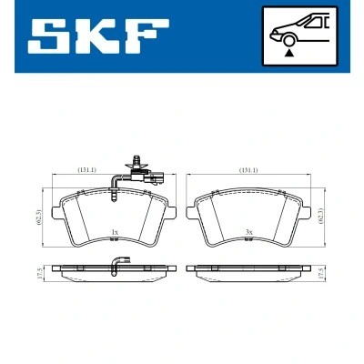 Bilde av SKF VKBP 80326 E Bremseklosser inkl. slitasjevarselkontakt