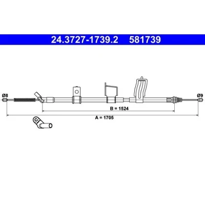 Bilde av ATE 24.3727 1739.2 Bremsekabel 1705 NISSAN: Qashqai / Qashqai+2 I, 2
