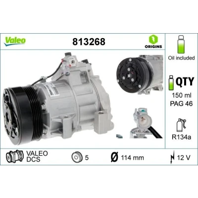 Bilde av VALEO 813268 Kompressor DCS 12 PAG 46 R 134a med kompressorlje NEW ORIGINAL PART SUZUKI: Grand Vitara 2 SUV