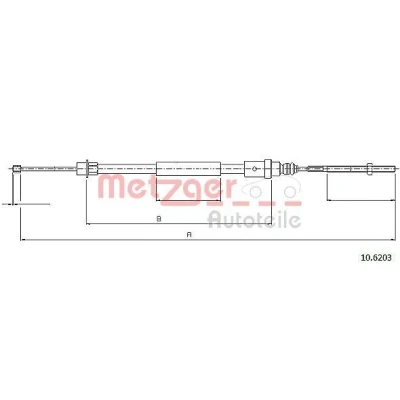 Bilde av METZGER 10.6203 Bremsekabel bakre venstre 695/492 Skivebrems COFLE PEUGEOT: 406 Stasjonsvogn, Sedan