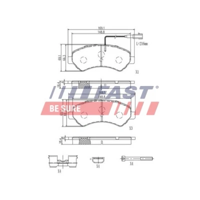 Bilde av Bremseklosser sett, Framaksel, citroën,fiat,peugeot, 16 078 789 80, 118 392 1607878980, 1611839280, 4253 73, 74, 75, 42