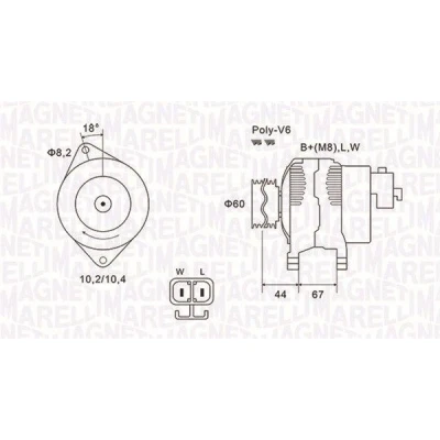 Bilde av MAGNETI MARELLI 063731526010 Dynamo 14V 70A OPEL: Combo C Varebil / Stasjonsvogn, Meriva A, Astra G CC