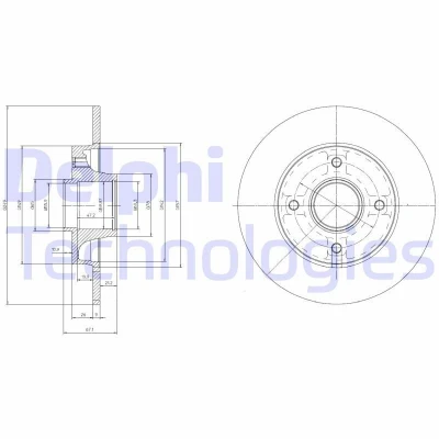 Bilde av DELPHI BG9021RS Bremseskiver 249 9 4 fullt ut oljet ubehandlet med hjullager, ABS senorring PEUGEOT: 207 Hatchback, 307 SW, Hatchback