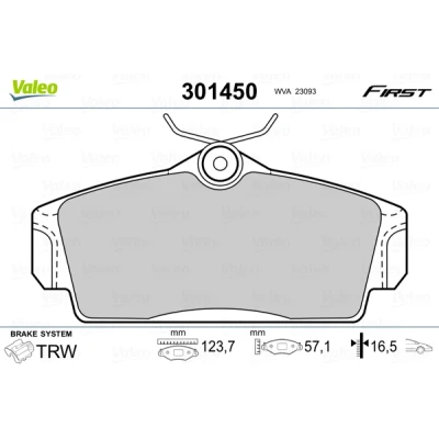 Bilde av VALEO 301450 Bremseklosser FIRST framaksel ekskl. slitasjevarselkontakt uten antiskrike blikk NISSAN: Almera II Hatchback, Primera Hatchback