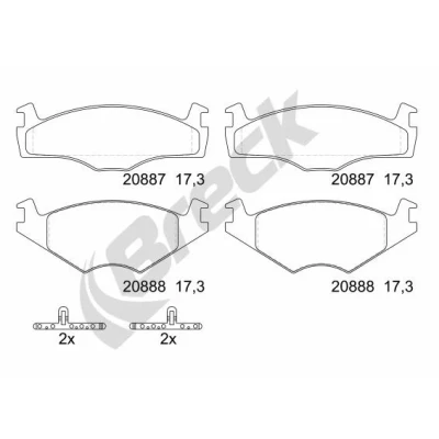 Bilde av BRECK 20887 10 702 00 Bremseklosser ikke klargjort for slitasjeindikator VOLKSWAGEN: Polo III Hatchback, II Hatchback