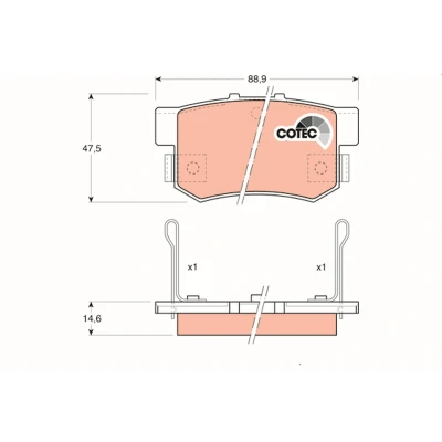 Bilde av TRW COTEC GDB774 Bremseklosser med akustisk slitasjevarsel HONDA: CIVIC 7 Hatchback, PRELUDE 4