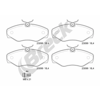 Bilde av BRECK 23099 00 703 Bremseklosser klargjort for slitasjeindikator OPEL: Vivaro A Van, Combi, NISSAN: Primastar Minibuss, Van