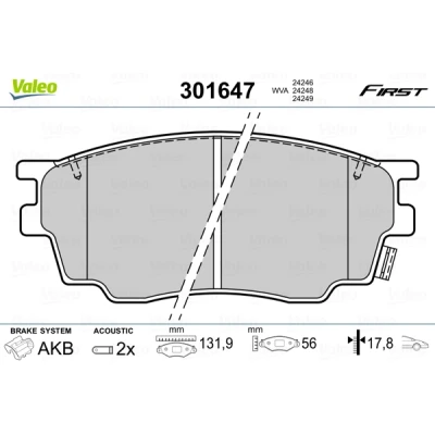 Bilde av VALEO 301647 Bremseklosser framaksel inkl. slitasjevarselkontakt med antihyle blikk MAZDA: 6 Sedan, Hatchback