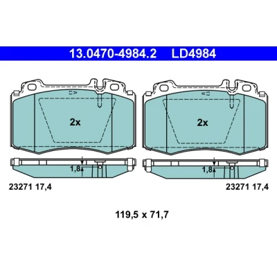 Bilde av ATE Ceramic 13.0470 4984.2 Bremseklosser klargjort for slitasjeindikator, ekskl. slitasjevarselkontakt MERCEDES BENZ: ML Klasse, S Klasse Sedan