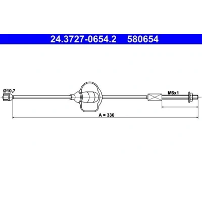 Bilde av ATE 24.3727 0654.2 Bremsekabel 330 FORD: Focus Mk1 Stasjonsvogn, Hatchback