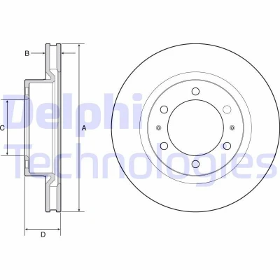 Bilde av DELPHI BG4925C Bremseskiver 319 28 6 ventilert belagt ubehandlet uten hjullager, ABS sensorring TOYOTA: Hilux 3 Pick up, VIII up