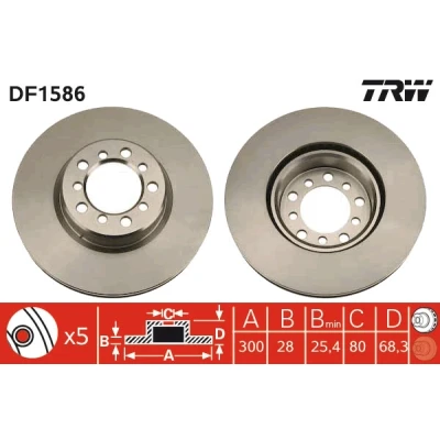 Bilde av TRW DF1586 Bremseskiver 300 28 5 112 ventilert spraylakkert MERCEDES BENZ: S Klasse Sedan, Coupé