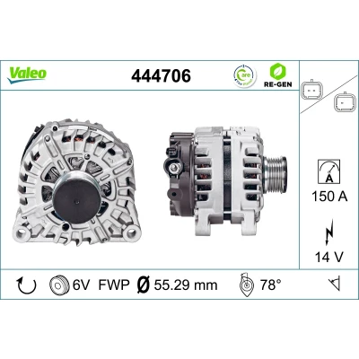 Bilde av VALEO 444706 Dynamo 14V 150A PEUGEOT: 208 I Hatchback, Partner II Van, 207 CITROËN: Berlingo C5 III Stasjonsvogn,