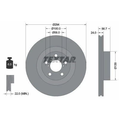 Bilde av TEXTAR 92139500 Bremseskiver 294 24 05/07 100 innvendig ventilert uten hjulfestebolt, hjulnav SUBARU: Impreza III Hatchback, Forester