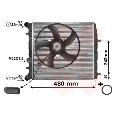 Bilde av VAN WEZEL *** IR PLUS 76002013 Radiator Aluminium 430 414 23 med tilbehør Kjøleribber satt sammen mekanisk SKODA: Fabia 2, 1 Combi