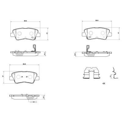 Bilde av BREMBO Bremseklosser med akustisk slitasjevarsel kolbleklips, antihyle blikk tilbehør P 30 158 KIA: Niro II