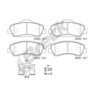 Bilde av BRECK 25250 00 701 Bremseklosser med tilbehør PEUGEOT: 308 SW 2, II Hatchback, Varebil / Stasjonsvogn, CITROËN: C4 Cactus