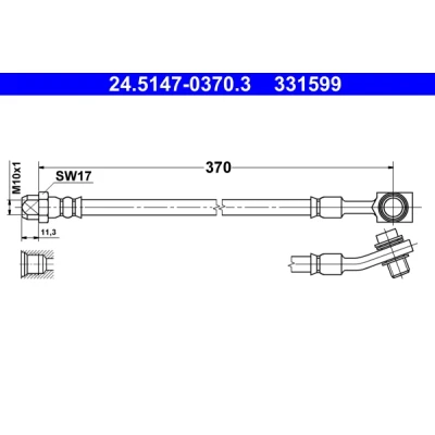 Bilde av ATE 24.5147 0370.3 Bremseslange 370 M10x1