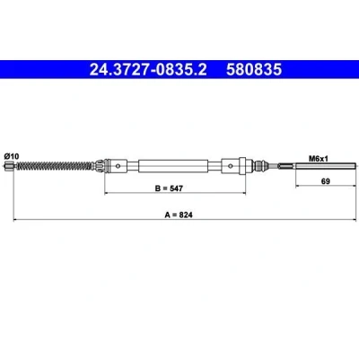 Bilde av ATE 24.3727 0835.2 Bremsekabel 824 PEUGEOT: 406 Stasjonsvogn, Sedan