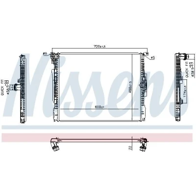Bilde av NISSENS 606513 Radiator Aluminium 600 488 22 Kjøleribber loddet BMW: 3 Sedan, 4 Gran Coupe