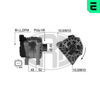 Bilde av ERA 210396A Dynamo 14V 70A PEUGEOT: 307 SW, 207 Hatchback