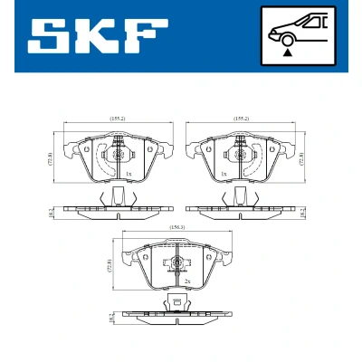 Bilde av SKF VKBP 80272 Bremseklosser ikke klargjort for slitasjeindikator VOLVO: V40 Hatchback, C30, S40 II, OPEL: Vectra C Caravan, CC, Signum CC