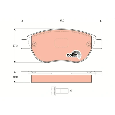 Bilde av TRW COTEC GDB1464 Bremseklosser ikke klargjort for slitasjeindikator med bremsecaliperskruer tilbehør PEUGEOT: 307 Hatchback, 207 Hatchback