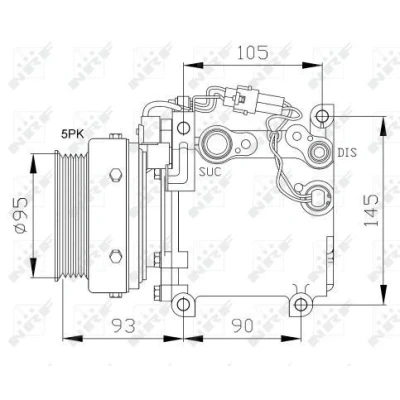 Bilde av NRF 32100 Kompressor MSC90C 12 PAG 46 med kompressorlje