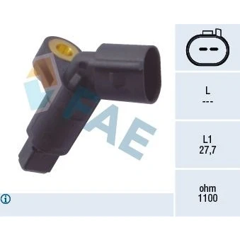 Bilde av FAE 78008 ABS Sensor framaksel venstre uten kabel induktiv 2 VOLKSWAGEN: Golf 5, Caddy Kastenwagen, 4, AUDI: TT Coupé, A3 Hatchback