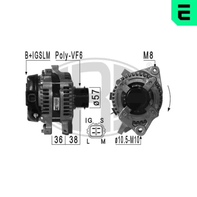 Bilde av ERA 210978A Dynamo 14V 100A TOYOTA: Yaris II Hatchback, Auris Urban Cruiser