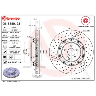 Bilde av BREMBO TWO PIECE FLOATING DISCS LINE 09.8880.23 Bremseskiver MERCEDES BENZ: S Klasse Sedan