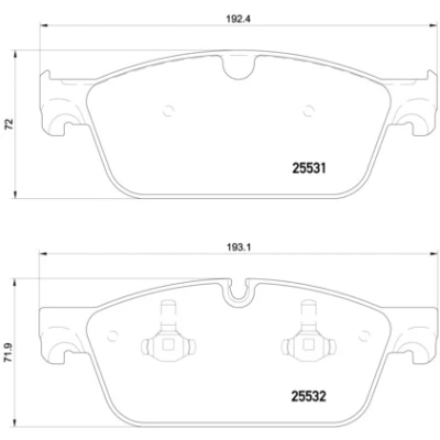 Bilde av BREMBO P 50 112 Bremseklosser klargjort for slitasjeindikator med kolbleklips uten tilbehør MERCEDES BENZ: GL, GLE SUV