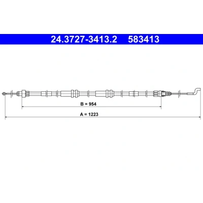 Bilde av ATE 24.3727 3413.2 Bremsekabel 1223 VOLKSWAGEN: Transporter 5, 5 Bus, Multivan (7HM