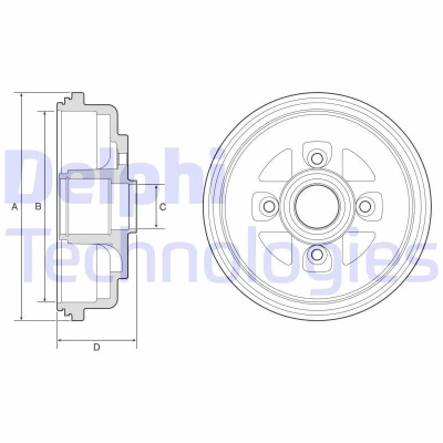 Bilde av DELPHI BF607 Bremsetrommel uten ABS sensorring, hjullager, lager 238 SUZUKI: SWIFT 3