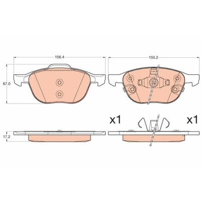 Bilde av TRW GDB2059 Bremseklosser ikke klargjort for slitasjeindikator FORD: FOCUS 3, 3 Turnier, C Max 2