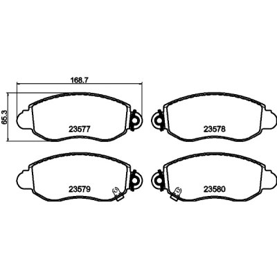 Bilde av HELLA 8DB 355 019 361 Bremseklosser med akustisk slitasjevarsel bremsecaliperskruer FORD: Transit Mk5 Flatvogn lastebil/Chassis