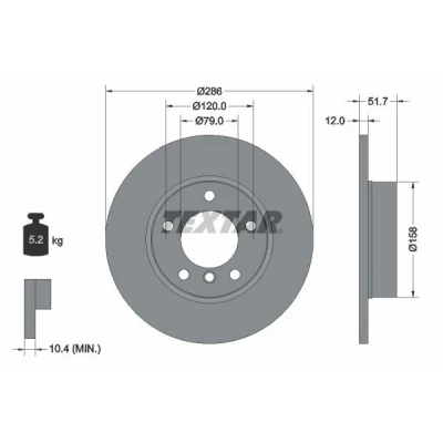Bilde av TEXTAR PRO 92055503 Bremseskiver 286 12 05/06 120 fullt ut belagt uten hjulfestebolt, hjulnav BMW: 3 Coupé, Sedan, Cabrio