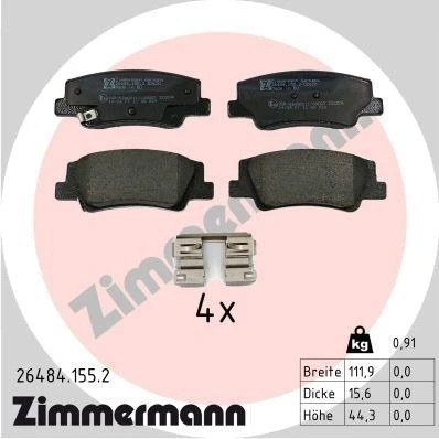 Bilde av ZIMMERMANN 26484.155.2 Bremseklosser med akustisk slitasjevarsel KIA: Niro II