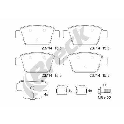 Bilde av BRECK 23714 00 704 Bremseklosser inkl. slitasjevarselkontakt med tilbehør FIAT: BRAVO 2, Stilo Hatchback, ALFA ROMEO: MiTo