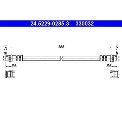 Bilde av ATE 24.5229 0285.3 Bremseslange 285