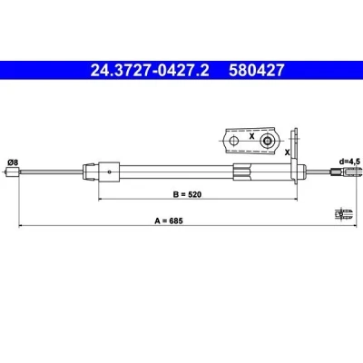 Bilde av ATE 24.3727 0427.2 Bremsekabel 685 MERCEDES BENZ: Vaneo