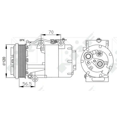 Bilde av NRF EASY FIT 32250 Kompressor VS16 12 PAG 46 med kompressorlje, tetningsring VOLVO: V50, C30, FORD: KUGA 1, Focus 2