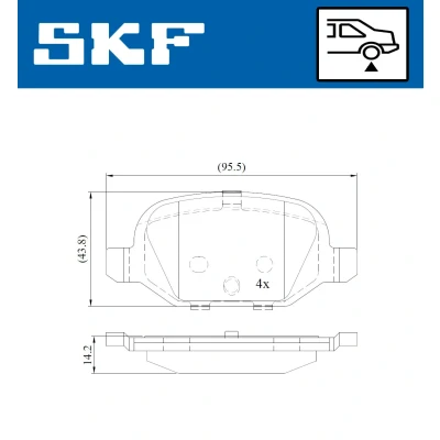 Bilde av SKF VKBP 90414 Bremseklosser ikke klargjort for slitasjeindikator FIAT: 500 Hatchback, C Cabrio