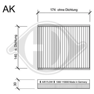 Bilde av DIEDERICHS DCI1066S Kupéfilter Karbonfilter 174 150 30 Climate ALFA ROMEO: 147, GT, 156 Sportwagon