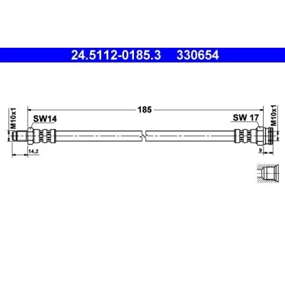 Bilde av ATE 24.5112 0185.3 Bremseslange 185 M10x1